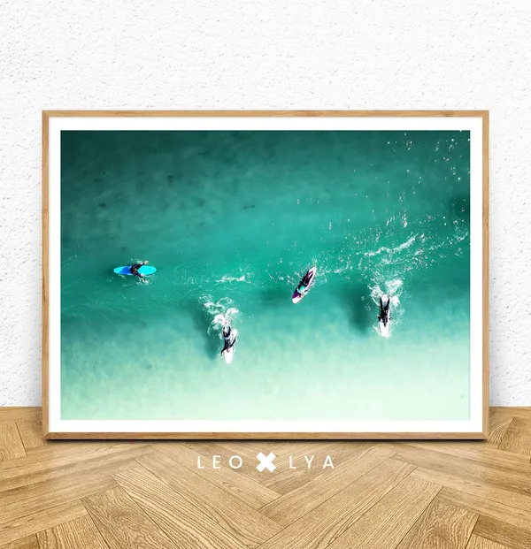 Beach Surf Print, Summer Ocean Art Poster