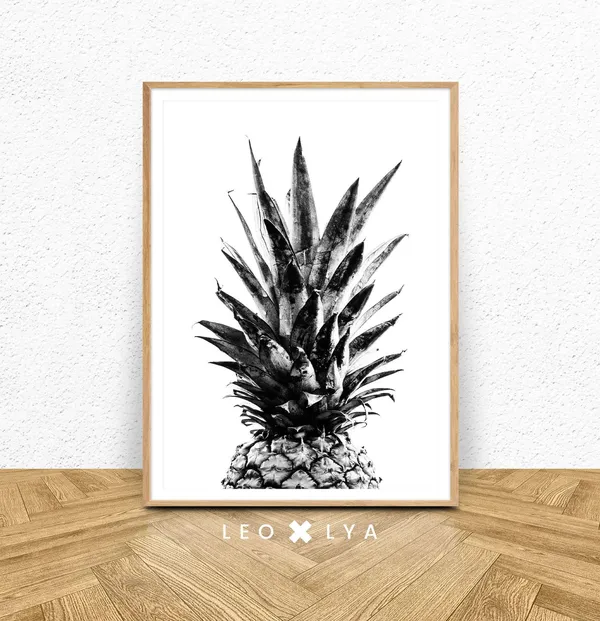 Pineapple Modern Minimalist Art Print, Black and White