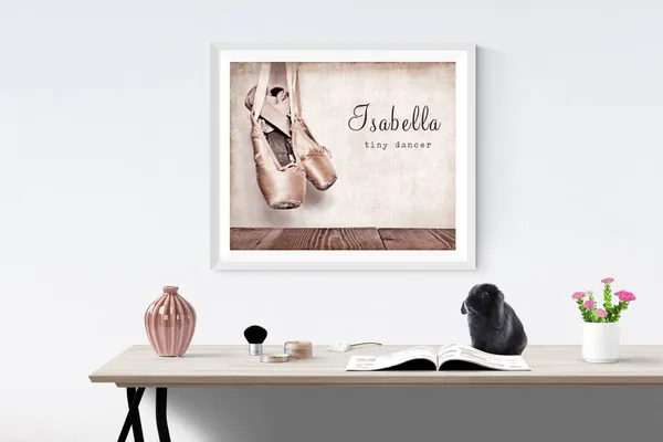 Vintage Ballet Slippers Art Print, Girls Room Decor