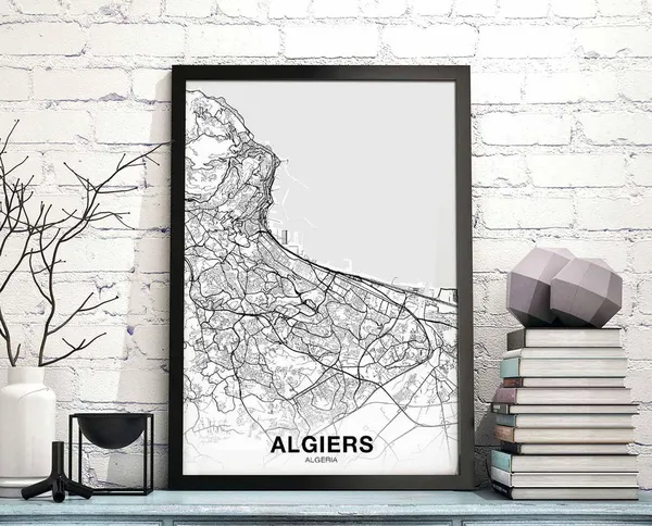 Algiers Algeria Map Poster, Modern Travel Poster