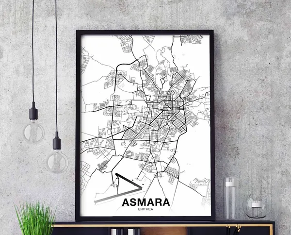 Asmara Eritrea Map Poster, Modern Home Decor