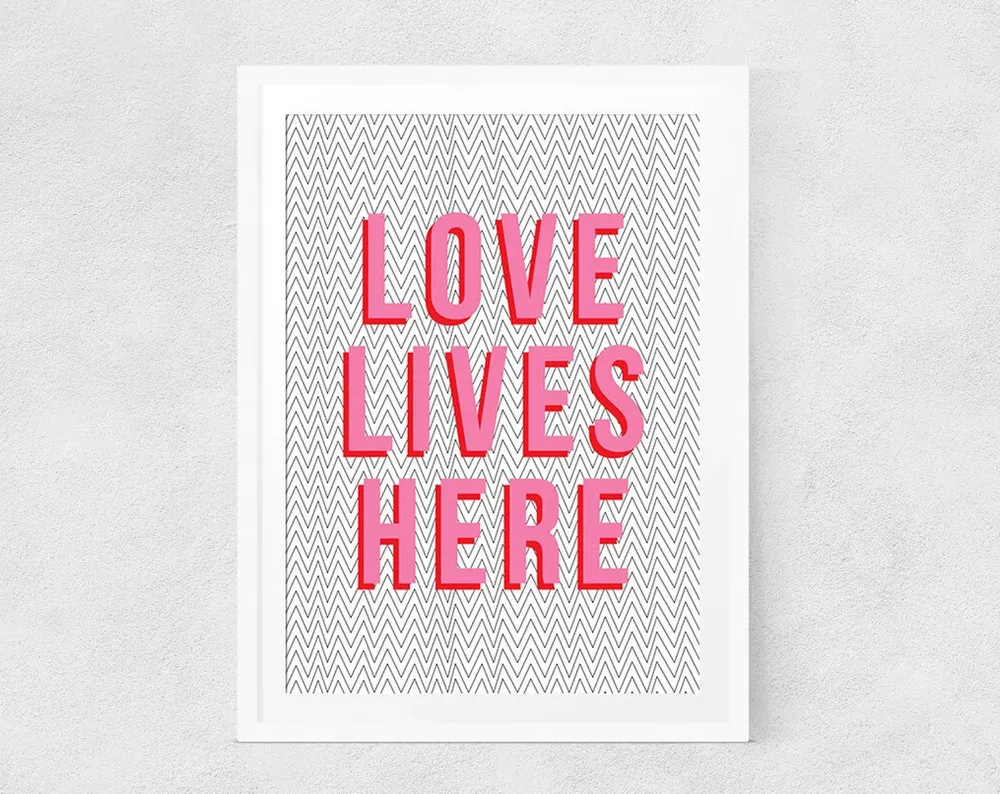 Love Lives Here Typography Art Print