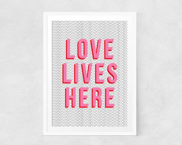 Love Lives Here Typography Art Print