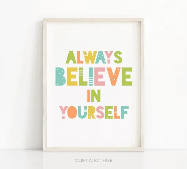 Kids Pastel Nursery Affirmation Art Print, Playroom Decor