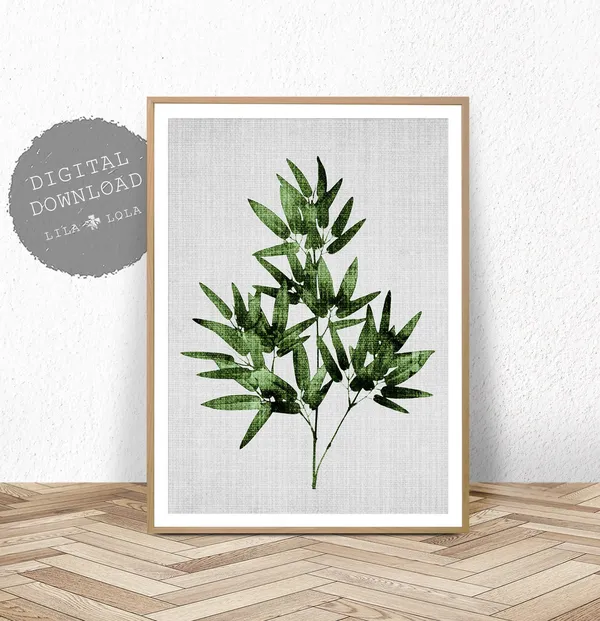 Bamboo Leaf Print, Tropical Botanical Art Print