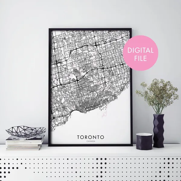 Toronto Canada City Map Art Print, Travel Poster