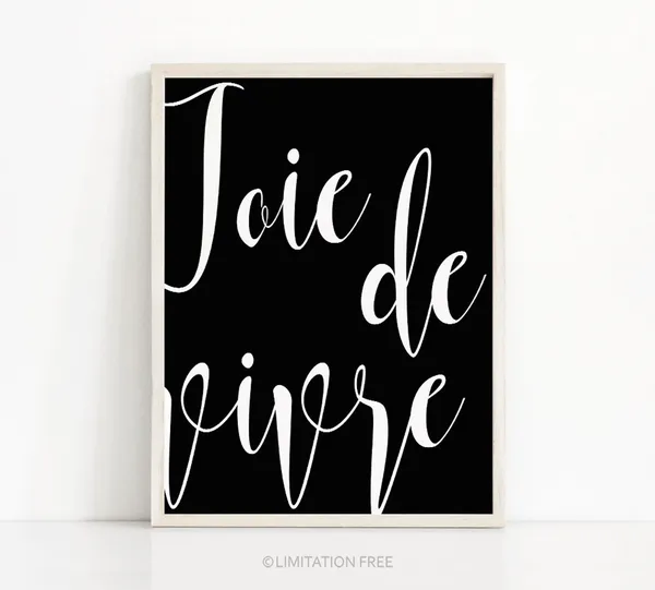 Joie De Vivre French Quote Typography Art Print