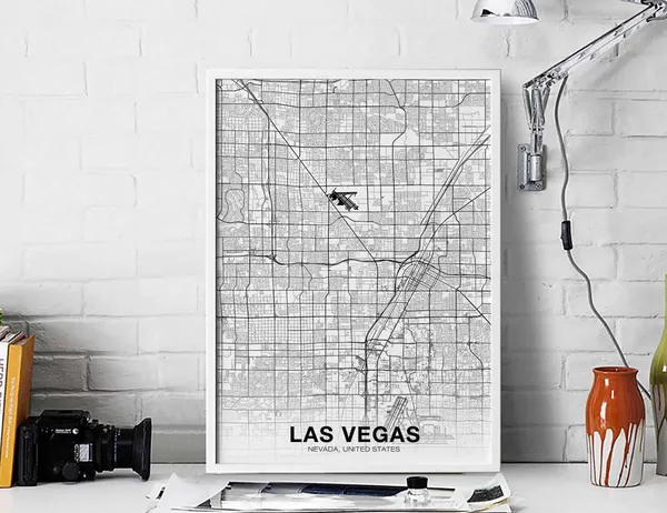 Las Vegas Nevada Map Art Print, Modern City Decor
