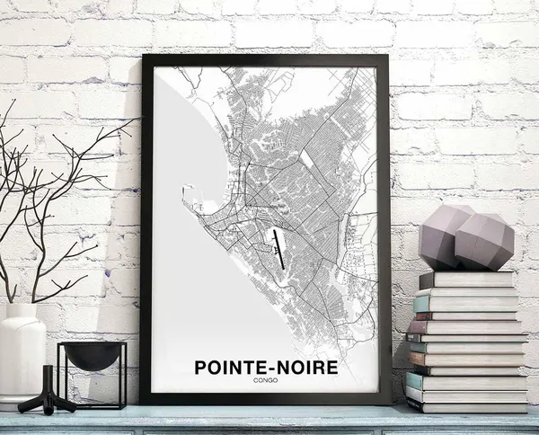 Pointenoire Congo Map Poster, Modern Travel Print