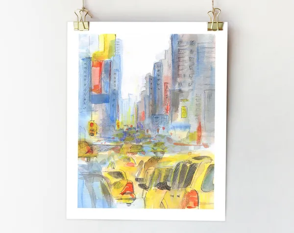 New York City Abstract Watercolor Art Print