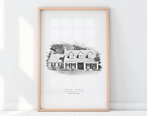 Custom House Portrait Watercolor Home Illustration
