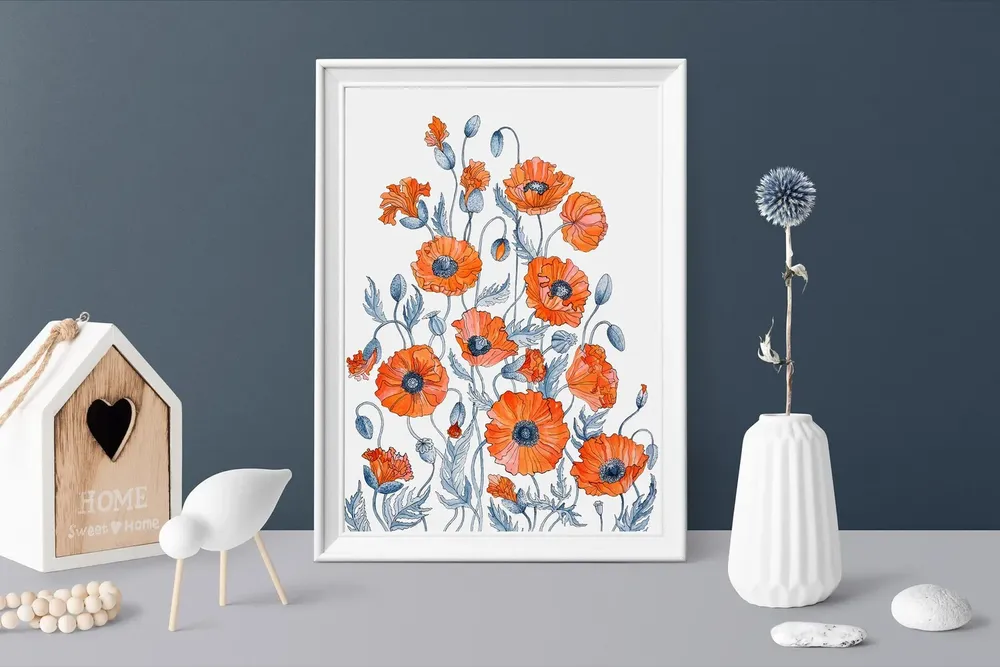 Red Poppies Watercolor Art Print, Botanical Floral - Image 4