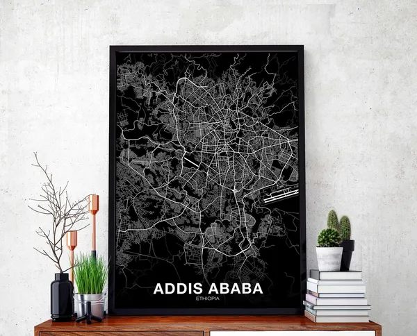 Addis Ababa Ethiopia Map Poster, Modern City Print