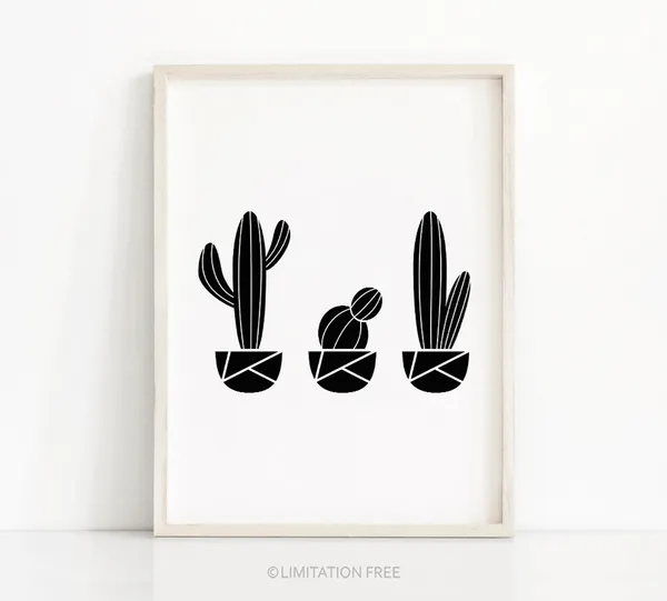 Cactus Modern Wall Art Print, Home Decor Poster