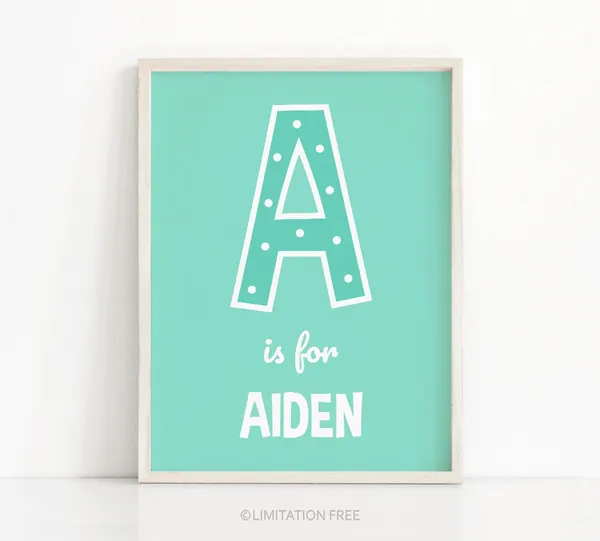 Personalized Nursery Name Art Print, Kids Monogram