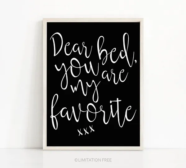 Bedroom Typography Print, Black and White Wall Art