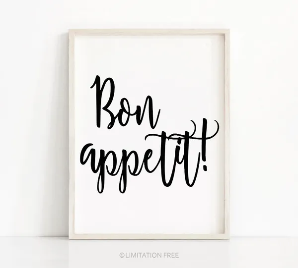 Bon Appetit Typography Kitchen and Dining Room Art Print