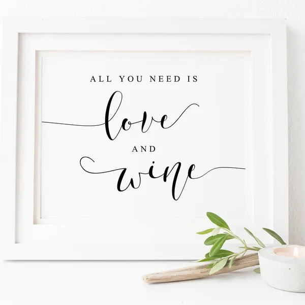 All You Need Is Love And Wine Bar Sign Art Print
