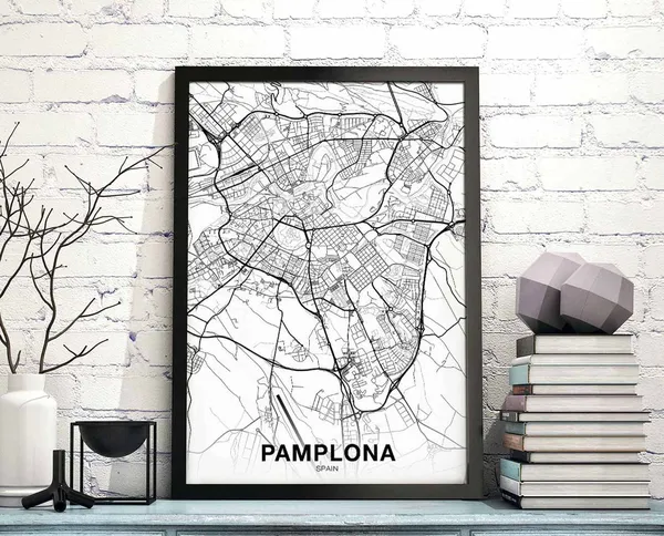Pamplona Spain Map Poster, Modern Home Decor