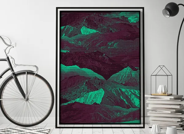 Abstract Mountains Green Art Print, Nordic Scandi