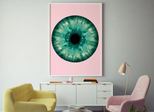 Abstract Eye Print, Pink And Green Nordic Poster