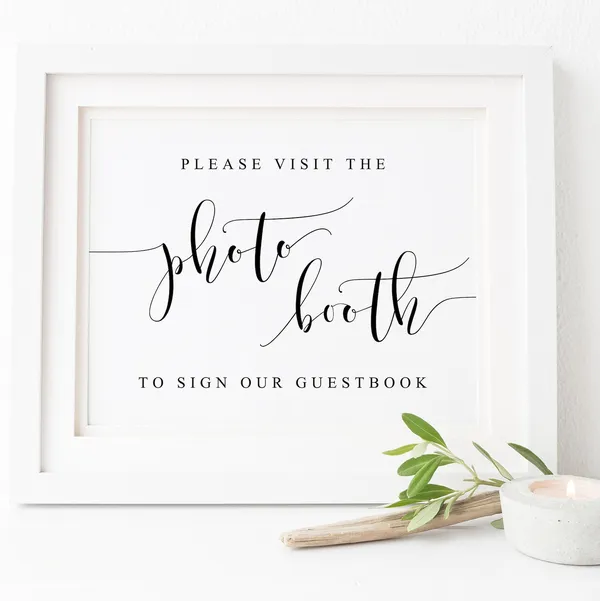 Photobooth Guestbook Wedding Sign, Guest Book Poster