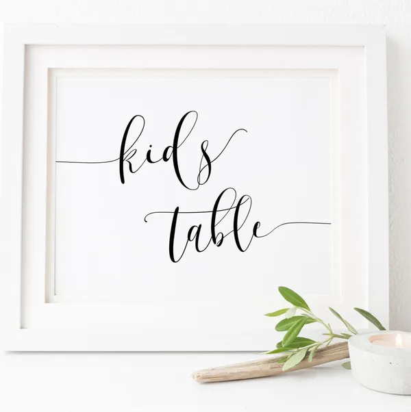 Kids Table Wedding Reception Sign Art Print