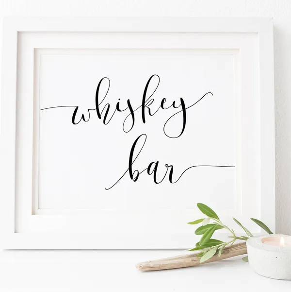 Whiskey Bar Sign Wedding Print, Wedding Decor
