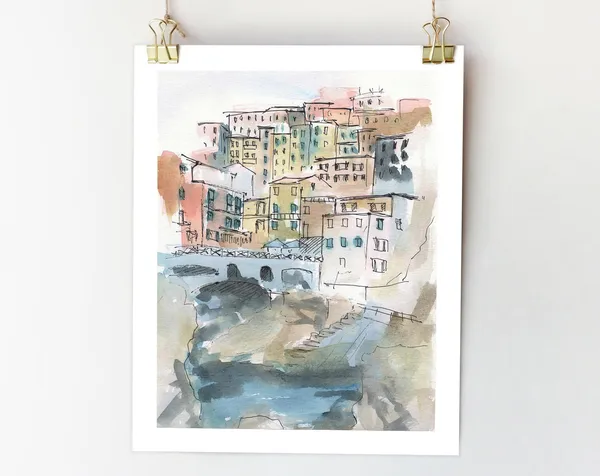 Cinque Terre Italy Colorful Liguria Travel Poster