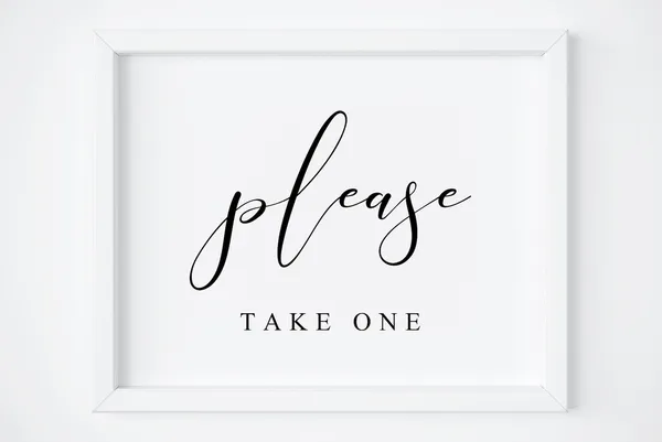 Please Take One Sign Wedding Reception Art Print