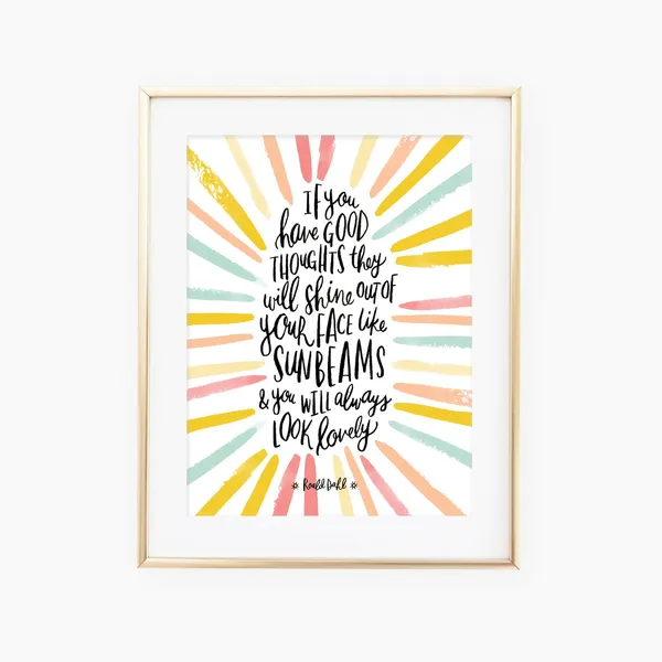 Roald Dahl Quote Art Print, Hand Lettered Saying