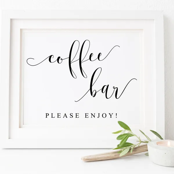 Coffee Bar Sign, Wedding Coffee Sign Art Print