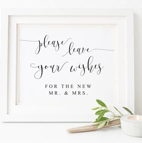 Please Leave Your Wishes Rustic Wedding Sign Print