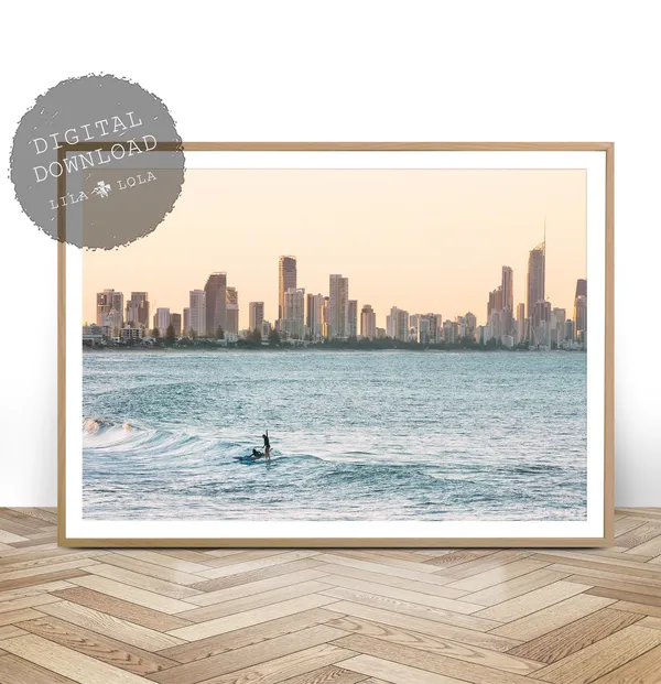 Surfers Paradise Coastal Australian Travel Poster
