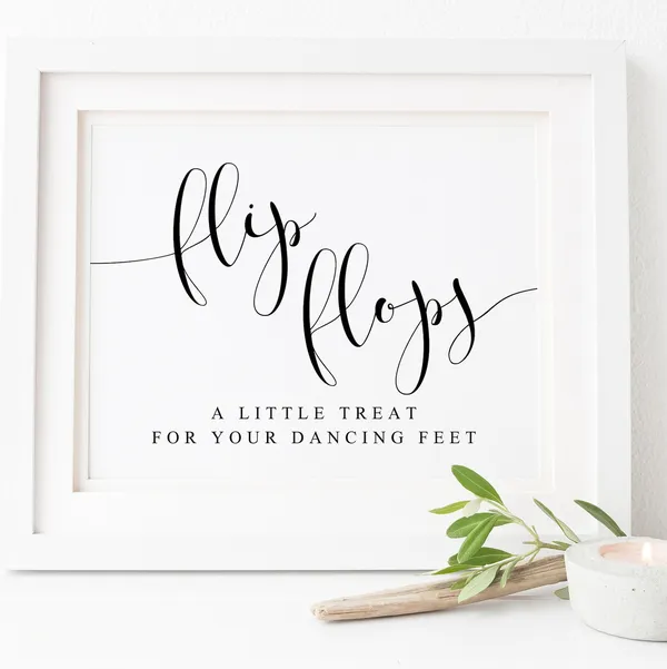 Flip Flops Wedding Sign, Dancing Shoes Wedding Poster