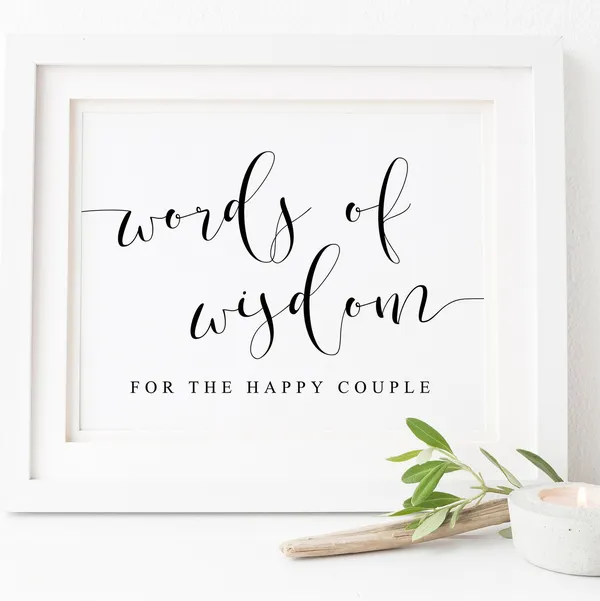 Words Of Wisdom For The Happy Couple Sign