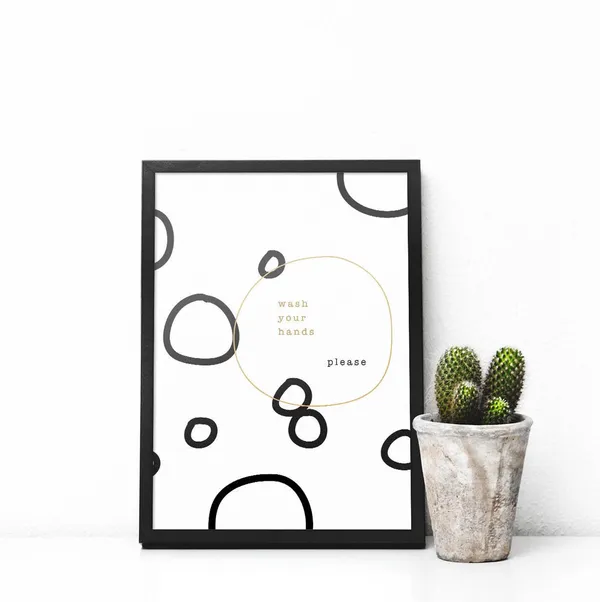 Wash Your Hands Bathroom Sign, Abstract Art Print