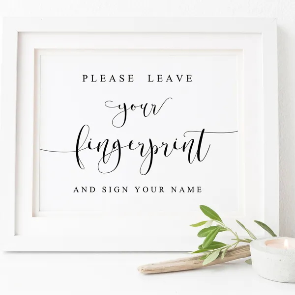 Please Leave Your Fingerprint Sign Wedding Guest Book