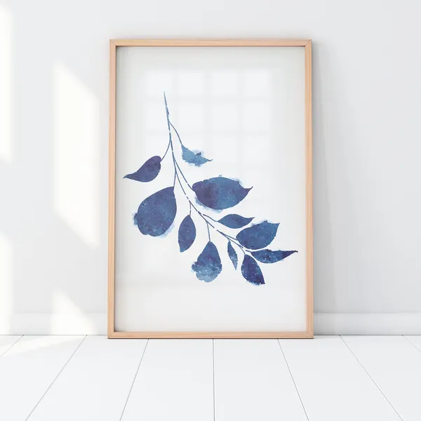 Indigo Botanical Watercolor Art Print Set, Foliage