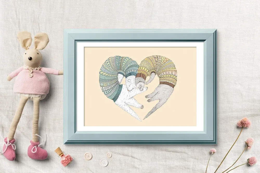 Ferret Heart Print, Kawaii Nursery Room Decor - Image 4