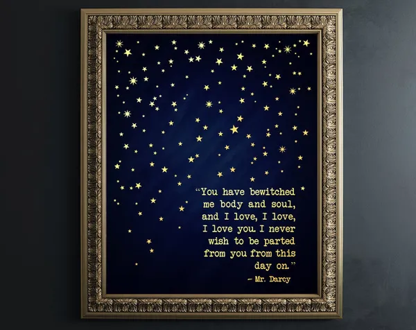 Jane Austen Pride And Prejudice Gold Foil Art Print