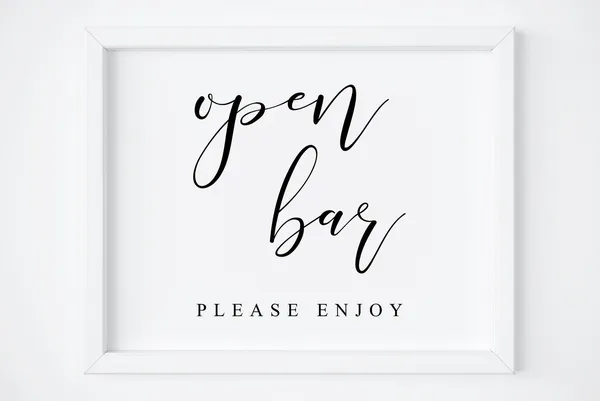 Wedding Open Bar Sign Reception Drinks Poster