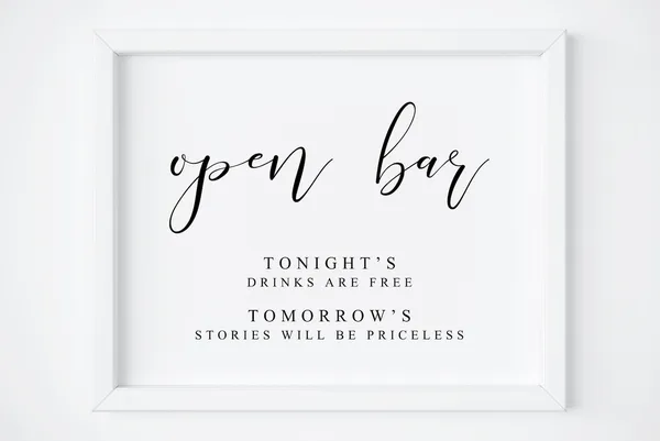 Wedding Open Bar Sign, Reception Bar Art Print