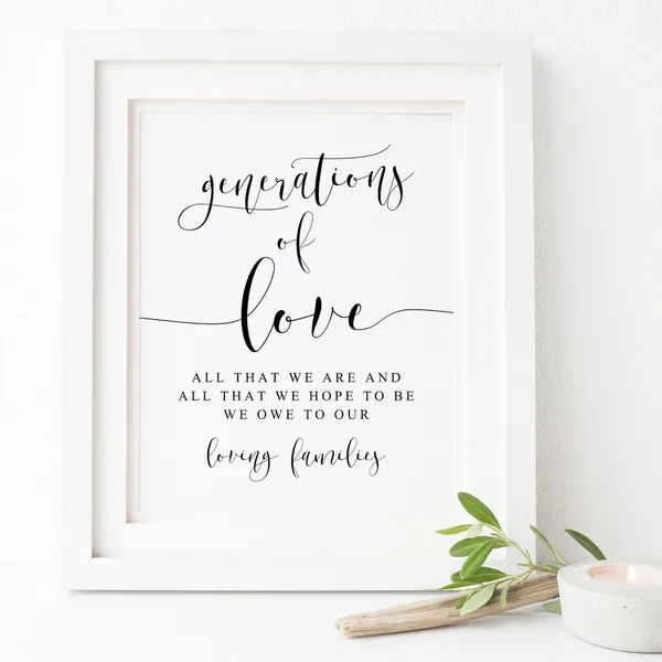 Generations Of Love Wedding Sign Art Print