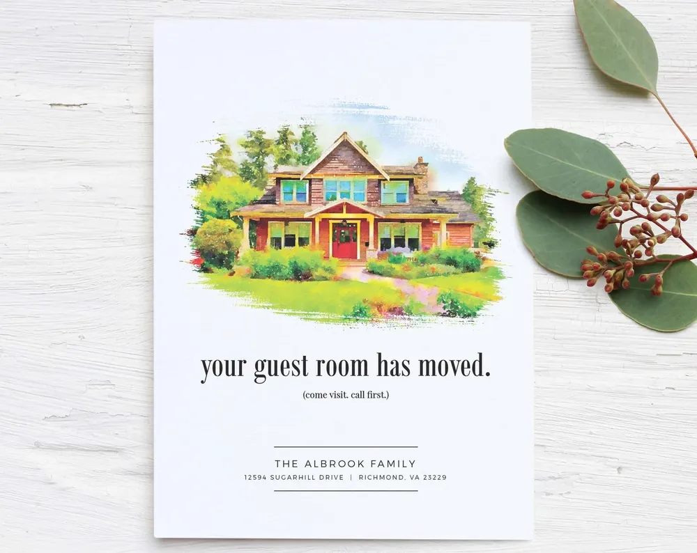 Custom House Portrait, Moving Announcement Art Print
