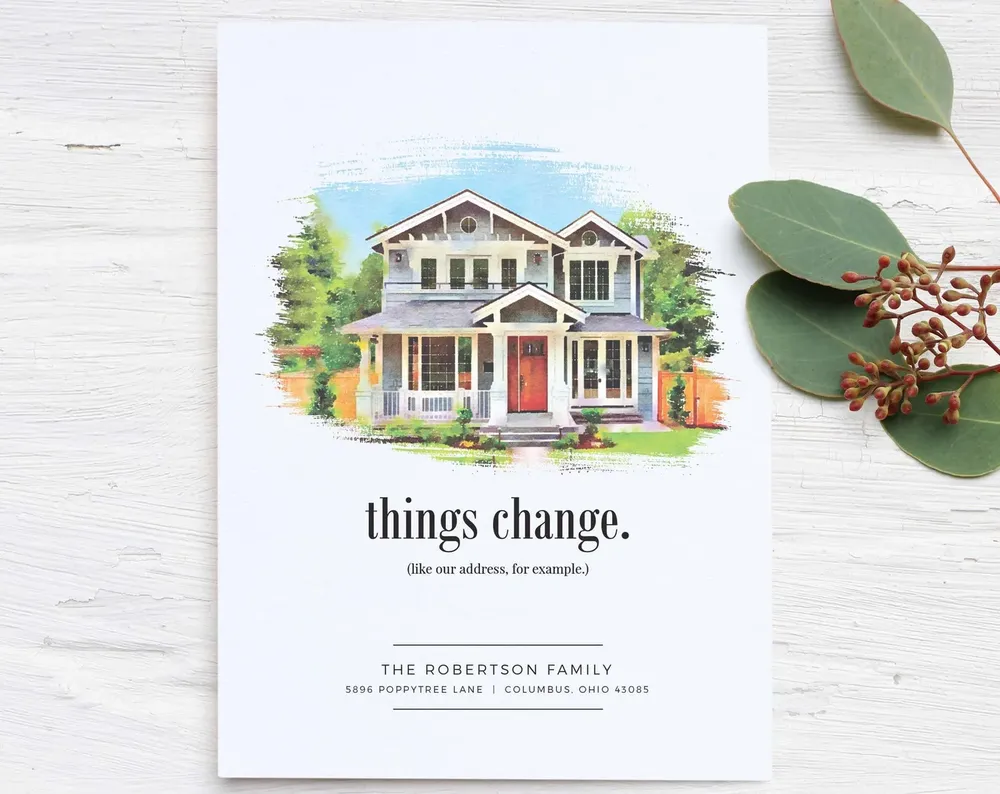 Custom House Portrait Moving Announcement Art Print