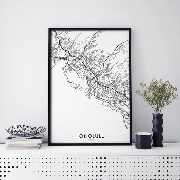 Honolulu Hawaii City Map Art Print