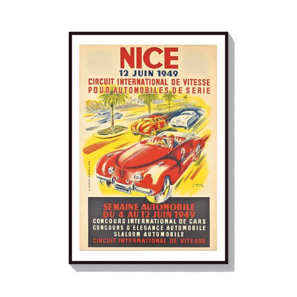 Paris France Vintage Travel Poster, Nice 1949