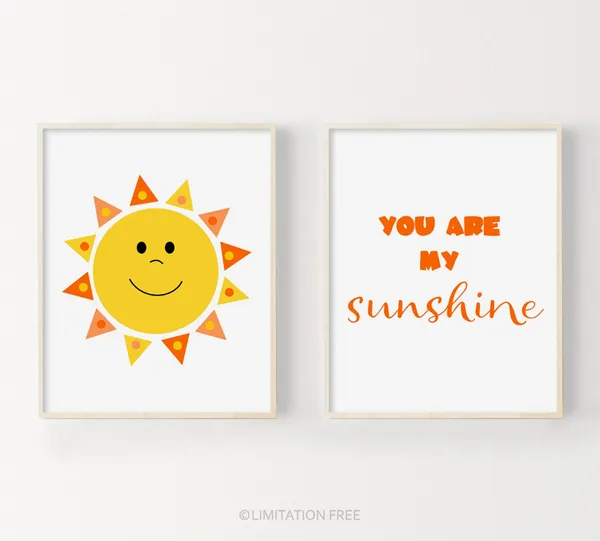 You Are My Sunshine Kids Nursery Quote Art Print