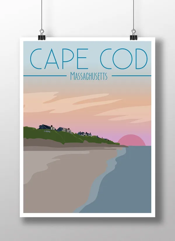Cape Cod Travel Poster, Coastal Place Print